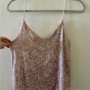 Mango Rose Gold Sequin Spaghetti Strap Camisole